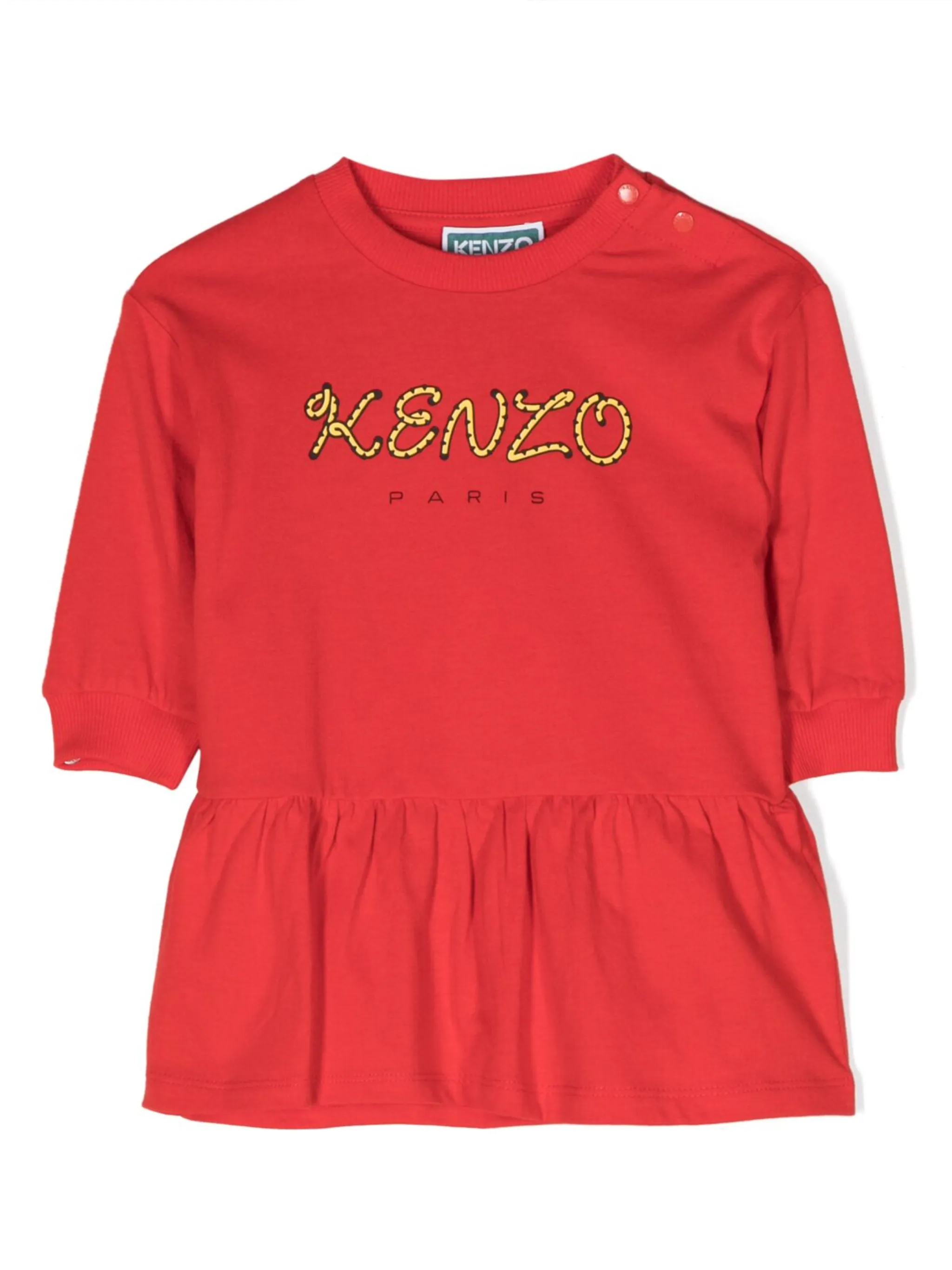 

Платье с длинными рукавами и логотипом Kenzo Kids, красный