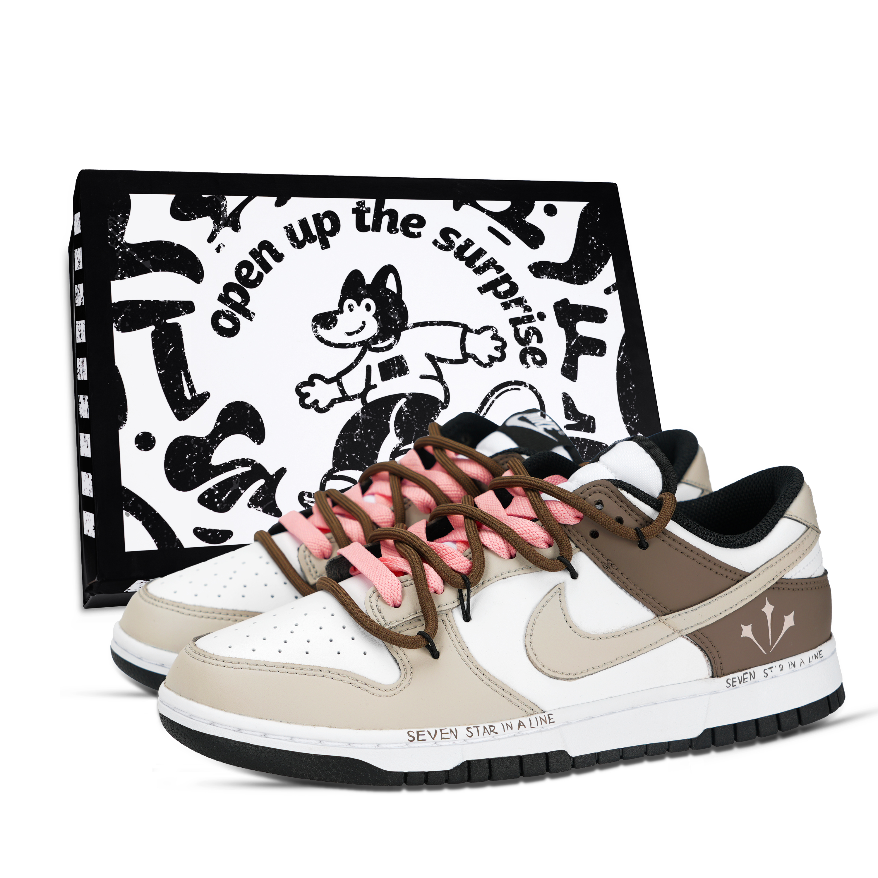 

Nike Кроссовки для скейтбординга Dunk Black White, Star Rising, устойчивые к истиранию и скольжению, низкие, унисекс, коричневые