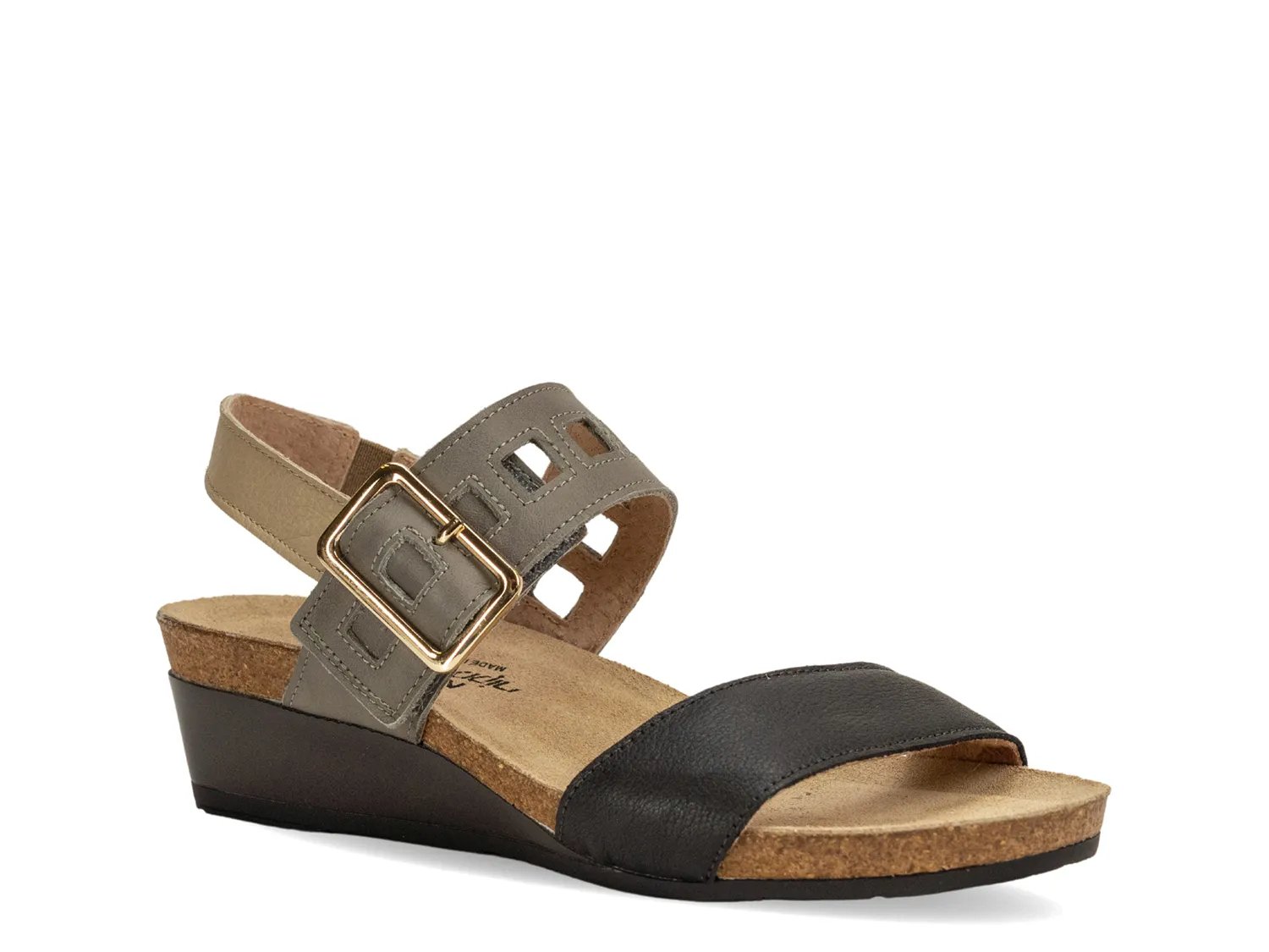 Сандалии Naot Dynasty Wedge Sandal, Black/Grey/Beige Leather