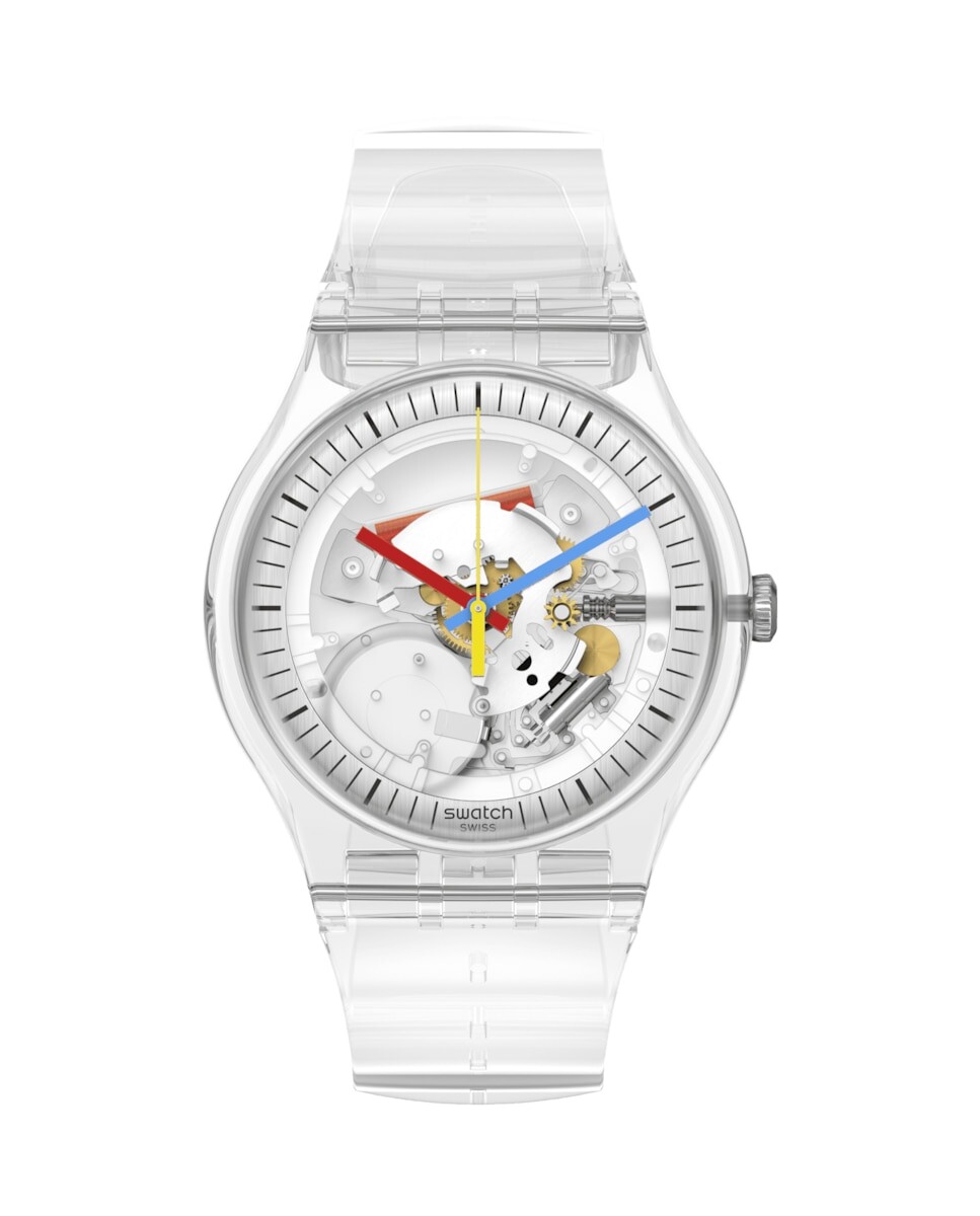 

Абсолютно новые мужские часы с белым ремешком из органического материала Swatch, белый