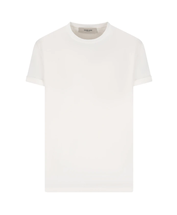 

Обычная футболка из хлопкового трикотажа с эффектом потертости. Golden Goose, белый