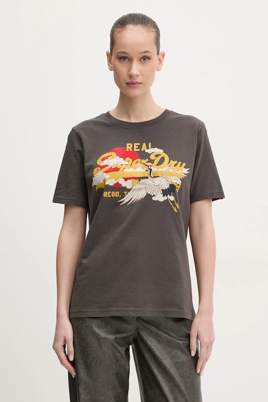 

Хлопковая футболка Superdry, серый