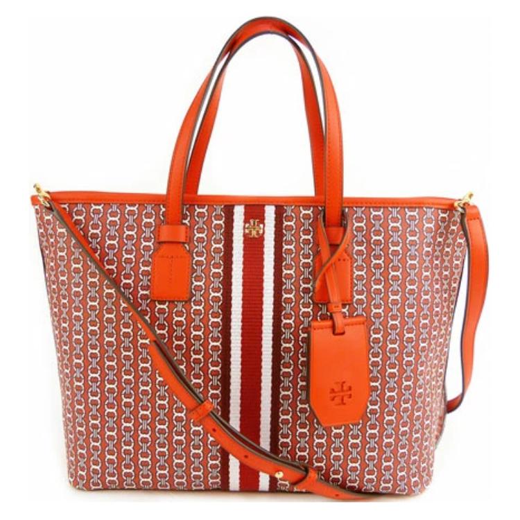 

Сумка-шоппер Gemini Link из лакированного холста, женская сумка через плечо True Red Multicolor TORY BURCH