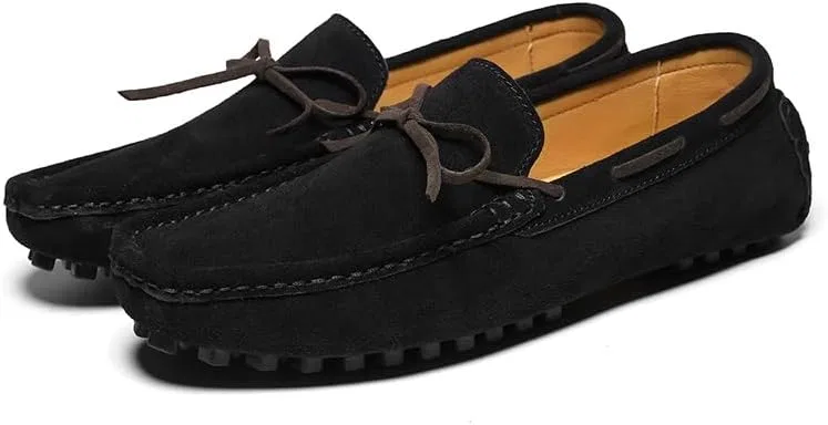Лоферы из нубука мужские туфли без каблука, Loafers for Men, Black PUGHGAETZF — фото 4