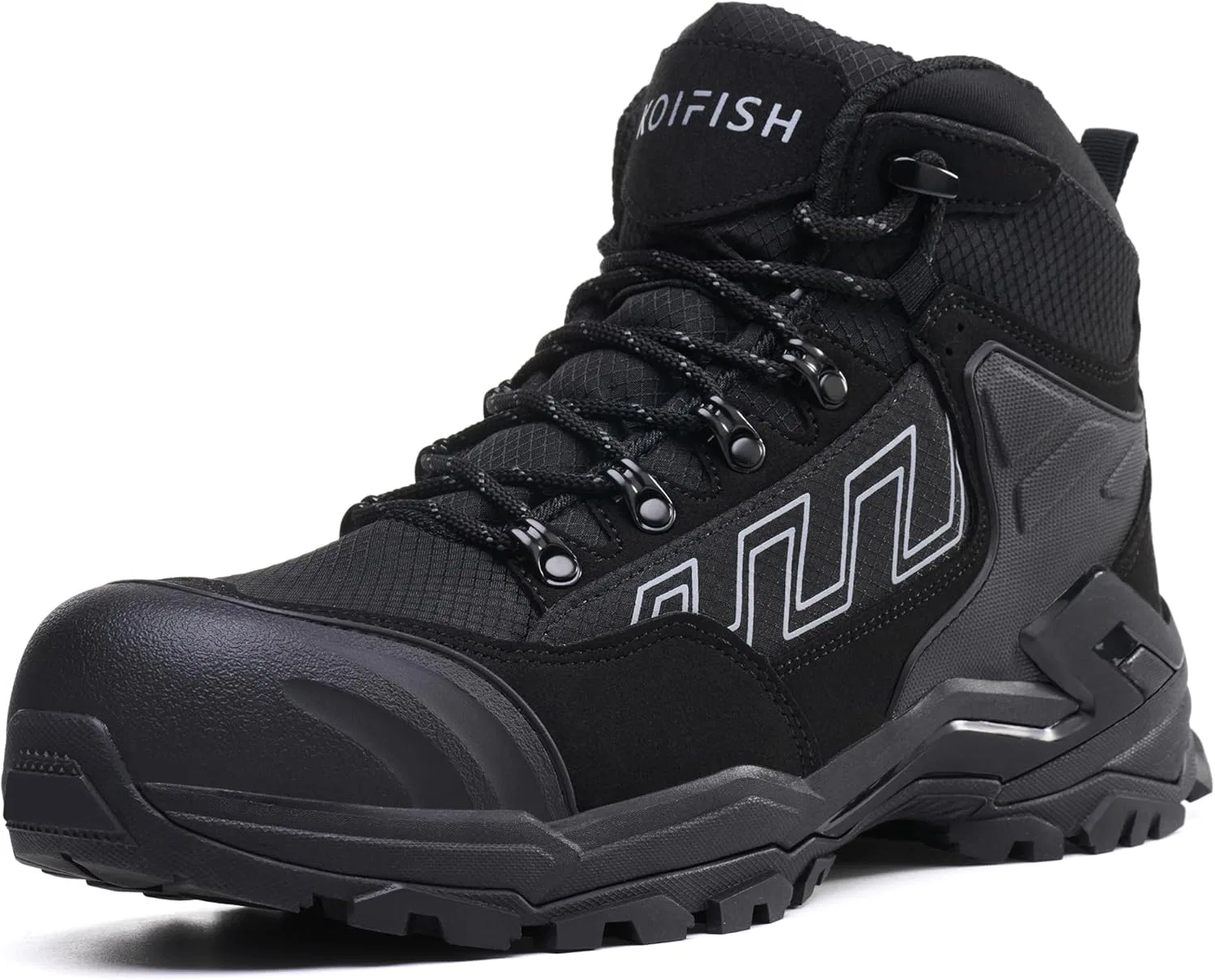 Ботинки KOIFISH Arbeitsschuhe Herren Damen S3 ESD Sicherheitsschuhe Hoch Wasserdicht Sicherheitsstiefel Rutschfest Leicht 36-48 EU, Black