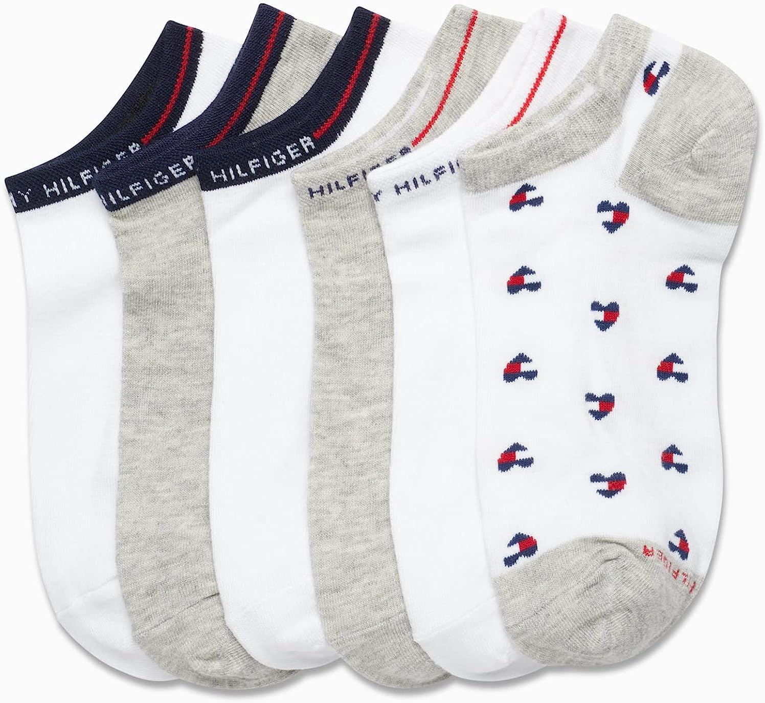 Женские носки-невидимки Tommy Hilfiger - 6 пар мягких хлопковых носков с низким вырезом для кроссовок, лоферов и балеток (размер: 4-10), White Multi — фото 4