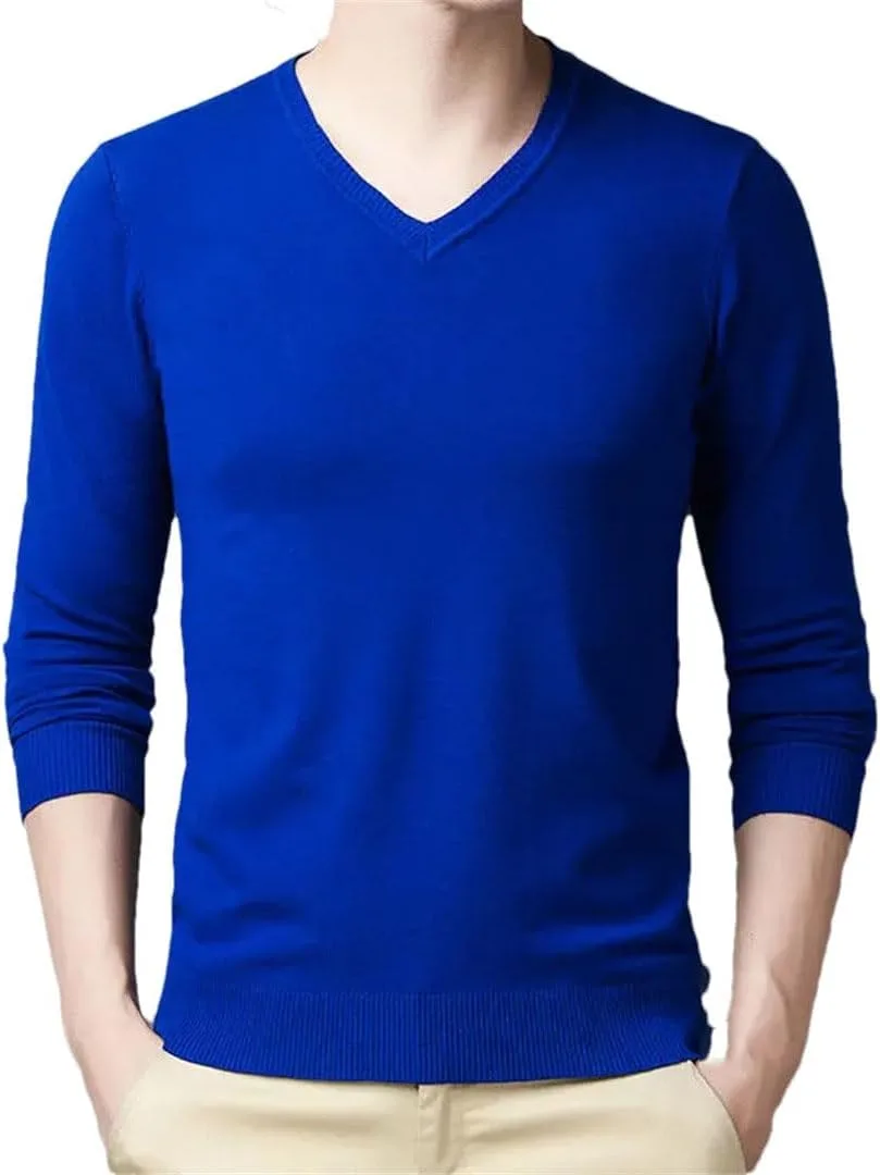 

Мужской вязаный свитер с V-образным вырезом