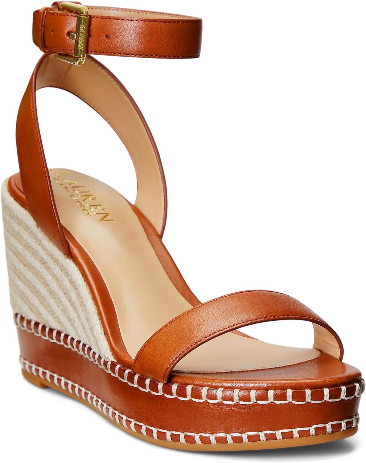 Сандалии Hilarie Burnished Leather Espadrille LAUREN Ralph Lauren, коричневый