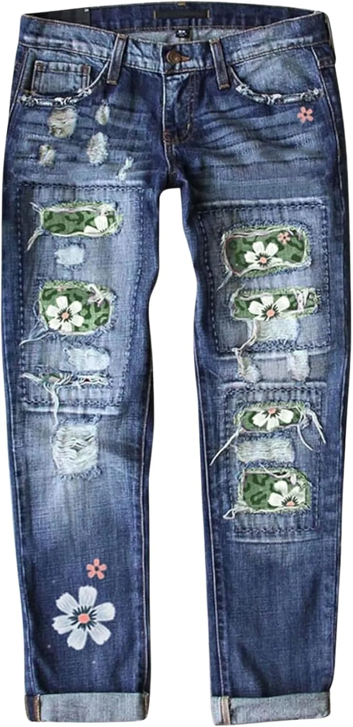 

Новые женские джинсы Stretch Skinny с потертостями и винтажными клетчатыми заплатками LIZALIG