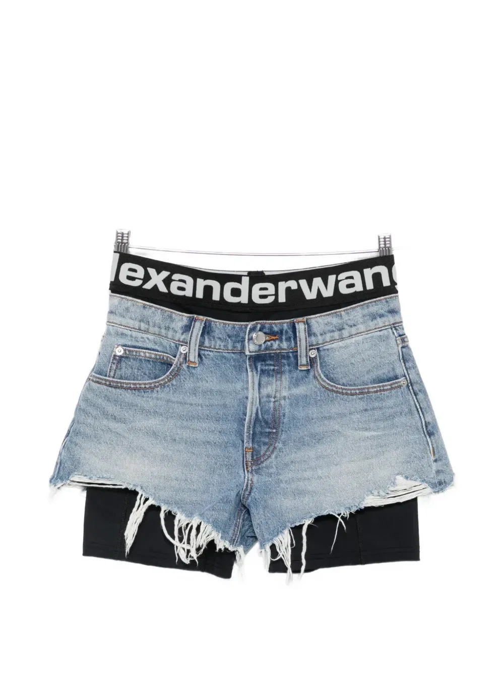 Многослойные шорты с бахромой Alexander Wang, синий