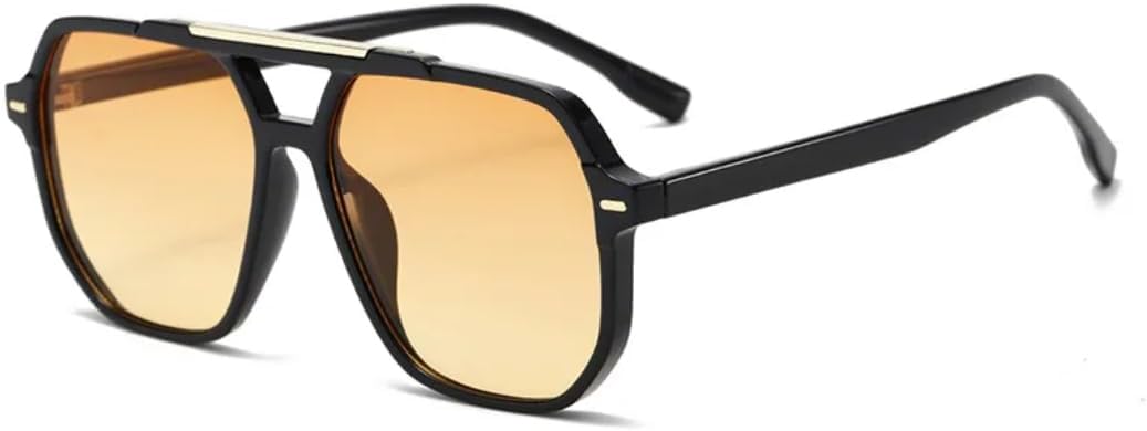 

Ретро-солнцезащитные очки с двойной перемычкой для женщин, модные зеленые и розовые градиентные, защита от УФ-излучения UV400, мужские очки с заклепками VVTWSSW, Black Gradual Orange