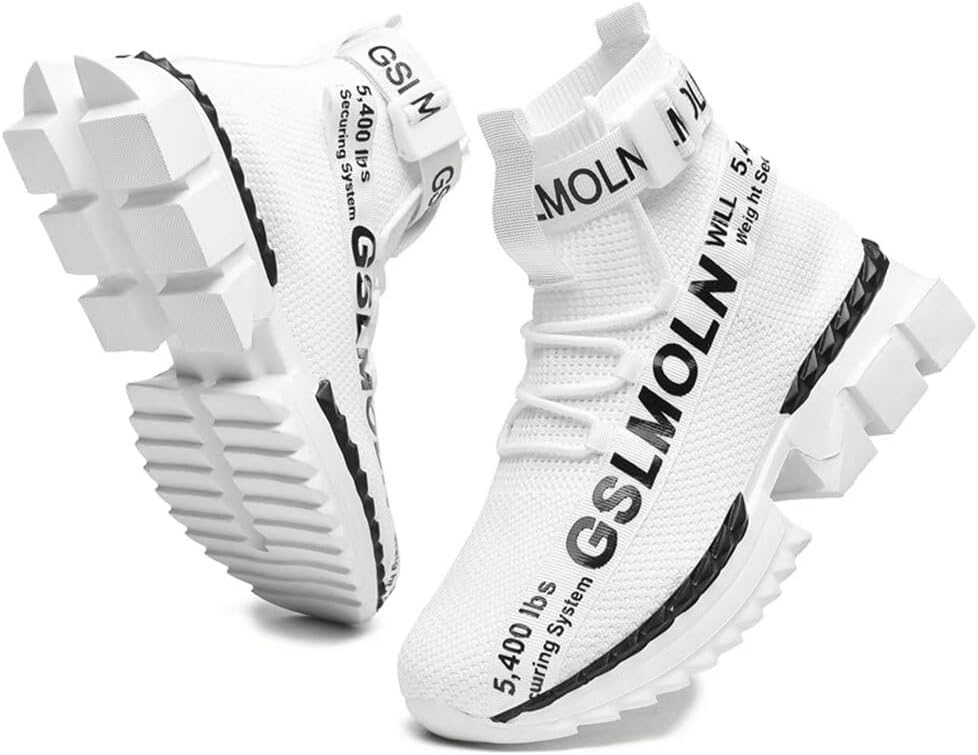 

Мужские высокие кроссовки Jakcuz больших размеров, дышащие, для спорта, бега, ходьбы и тенниса, удобные, модные на платформе, белый