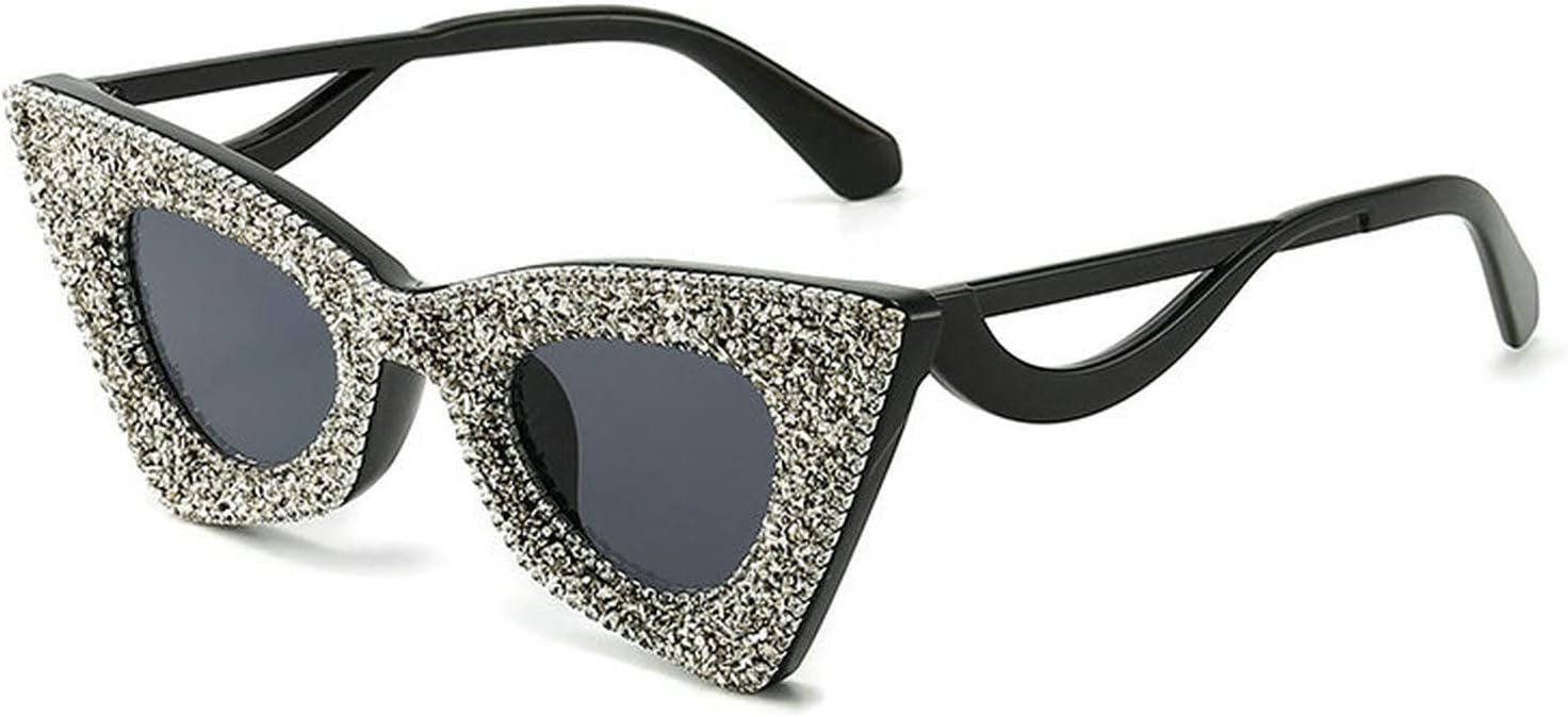 

Солнцезащитные очки «кошачий глаз» для женщин, сверкающие кристаллами и бриллиантами, солнцезащитные очки с блестками и стразами для мужчин, роскошные очки 2021 года COTIA, White