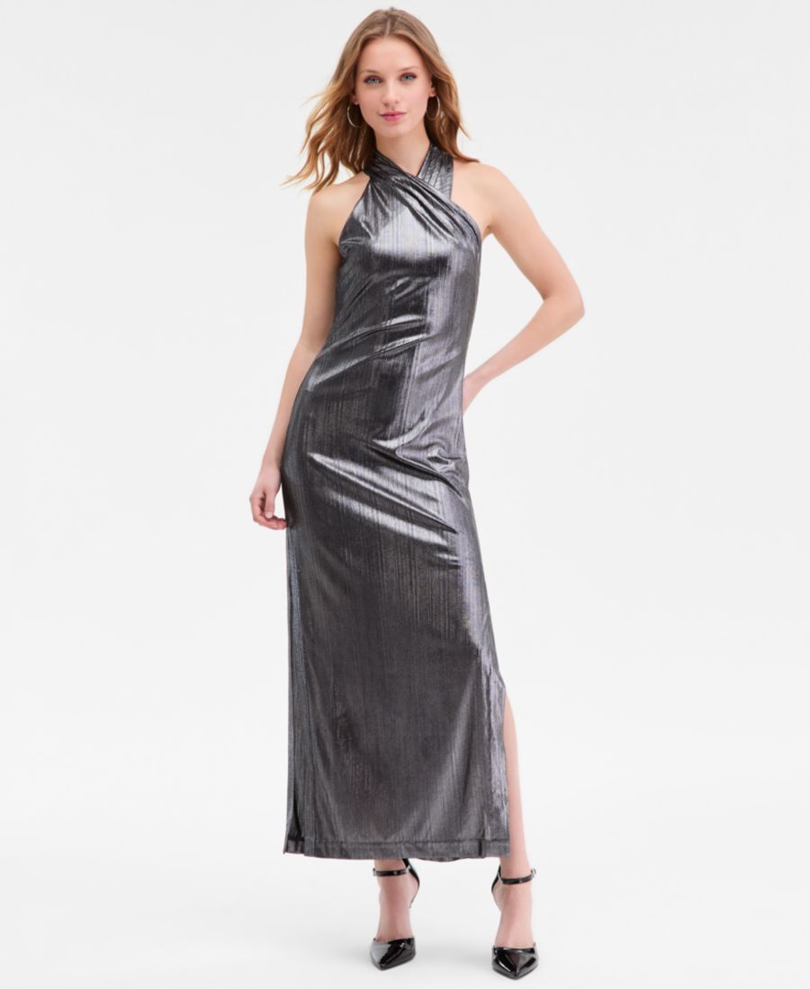 

Женское металлизированное платье Harland с перекрученным вырезом RACHEL Rachel Roy, Silver