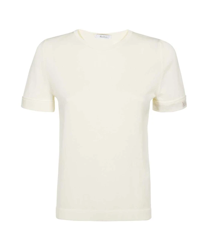 

Хлопковая трикотажная футболка с логотипом Max Mara, бежевый