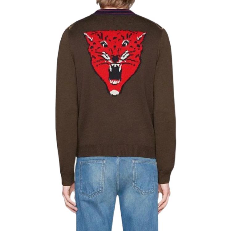 Кардиган Gucci Square G Tiger Knit Cardigan 'Brown' 522543-X9U22-2097, коричневый — фото 3