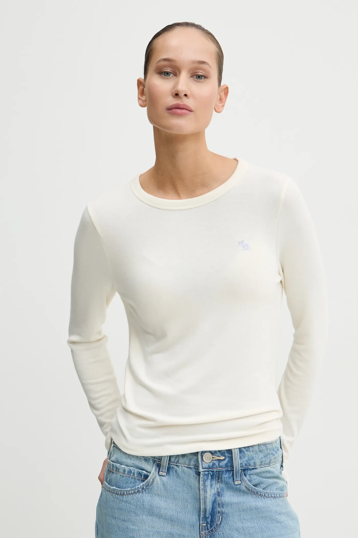 

Рубашка с длинным рукавом Abercrombie & Fitch, бежевый