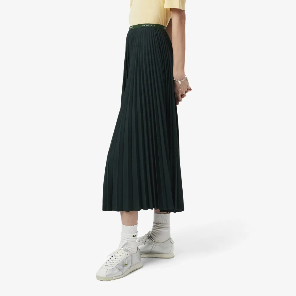 Юбка Lacoste плиссированная длинная тёмно-зелёная — фото 2