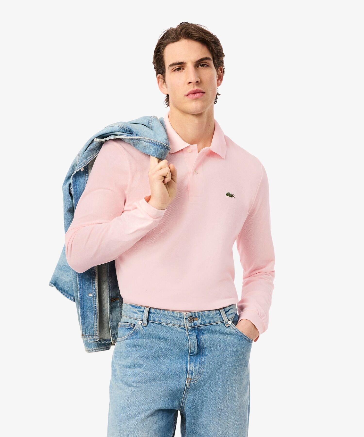 Рубашка-поло с длинным рукавом оригинального кроя LACOSTE, Light Pink