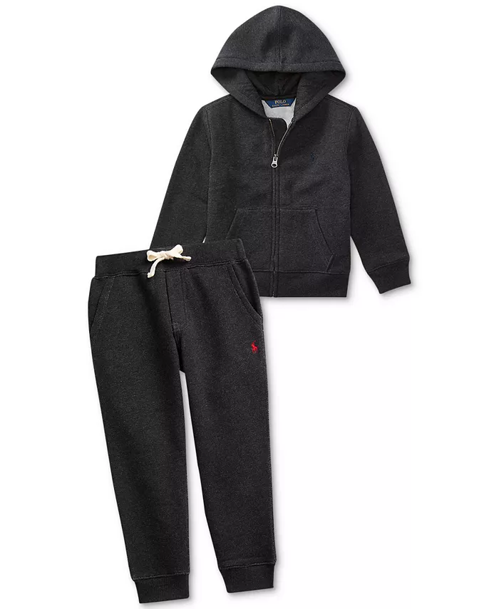 Детская и мальчиковая худи из хлопкового флиса Polo Ralph Lauren, серый — фото 3