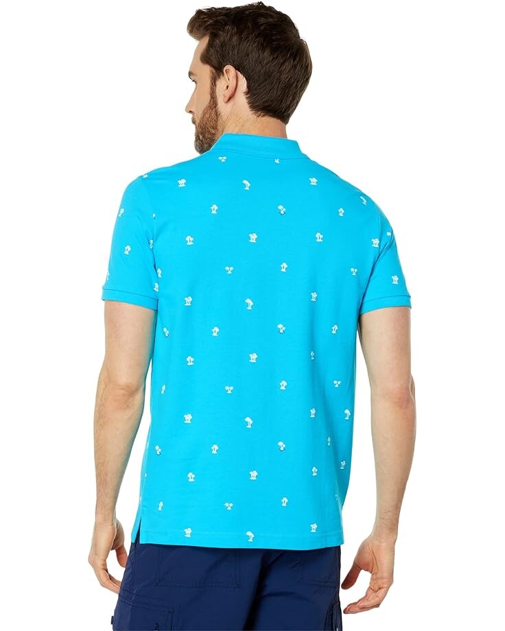 

Поло U.S. POLO ASSN. Palm Print Slim Polo, цвет Scuba Blue