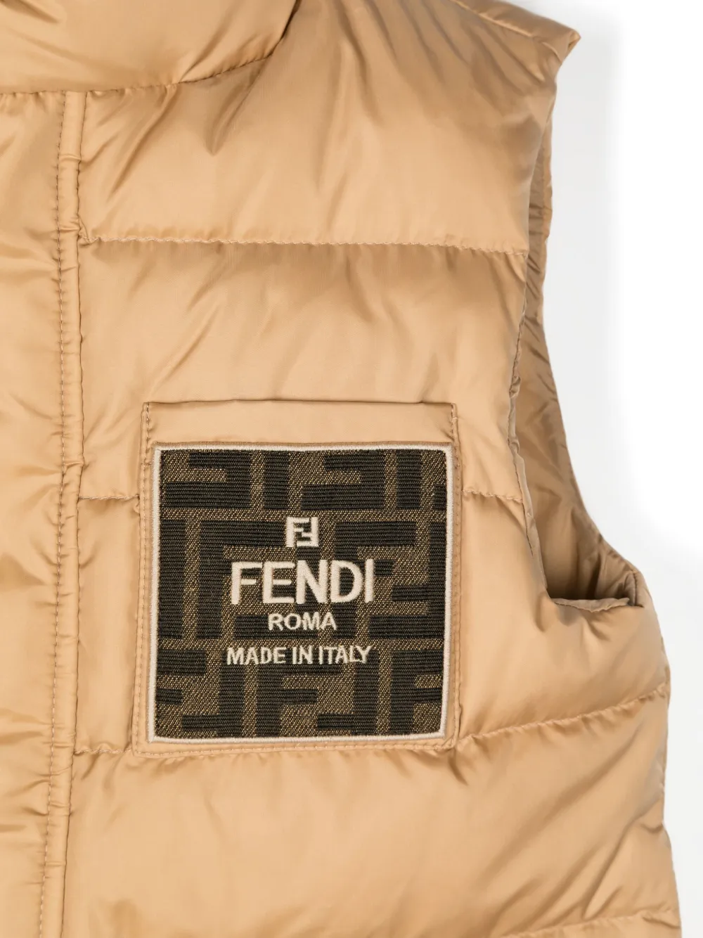 Дутый жилет с логотипом FENDI KIDS, нейтральный — фото 3