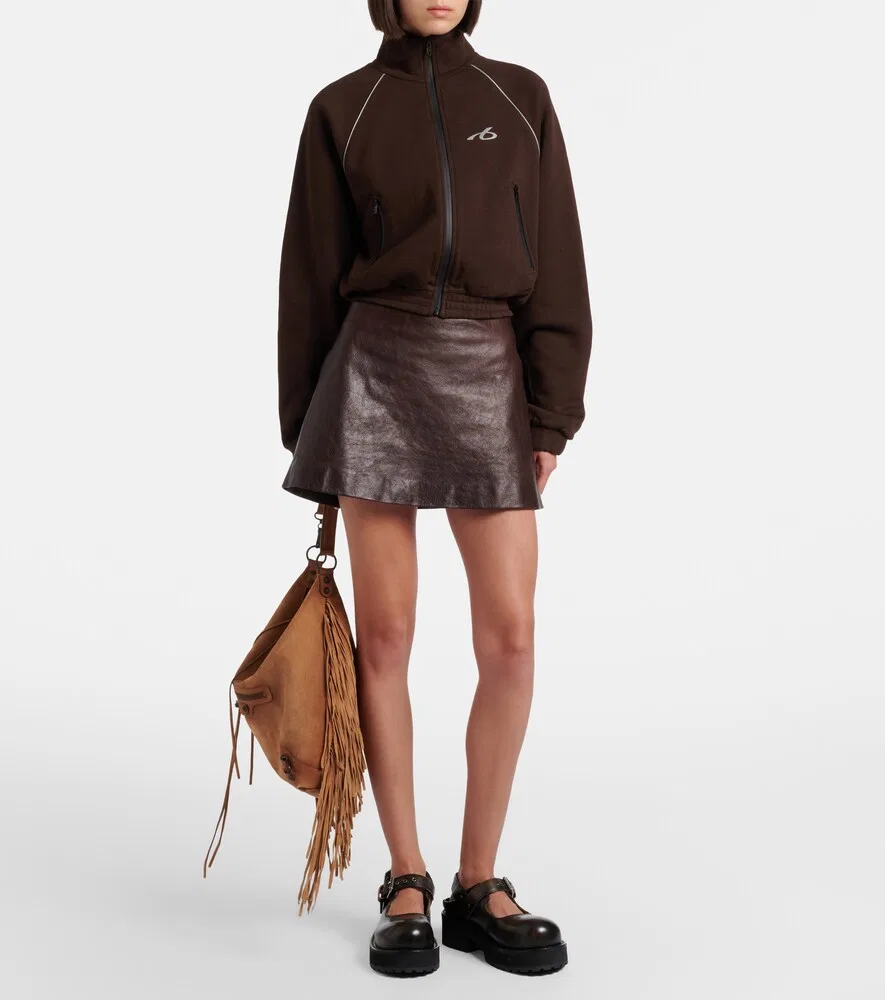 Кожаная мини-юбка Balenciaga, коричневый — фото 2