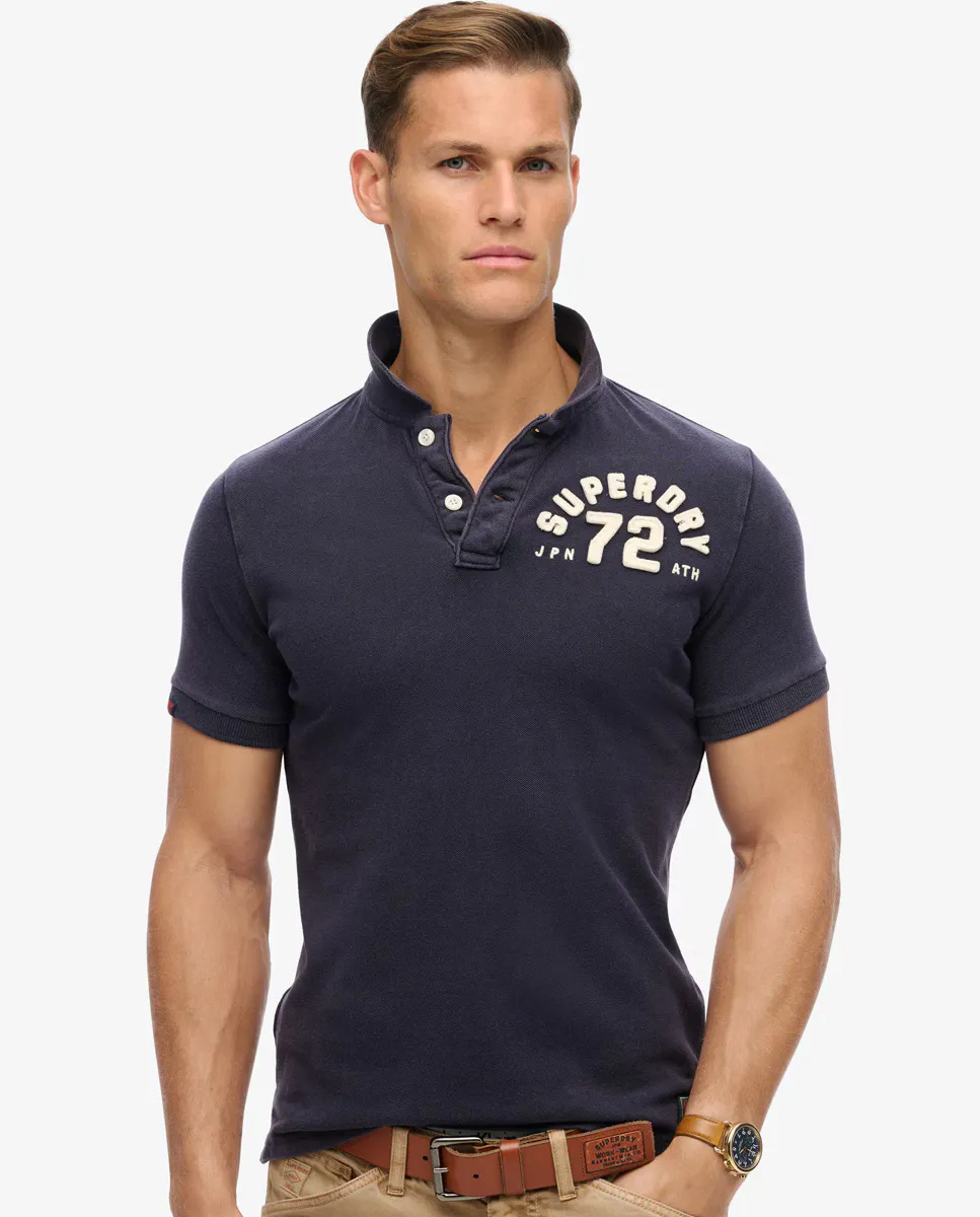 

Винтажная мужская поло в спортивном стиле Superdry, темно-синий