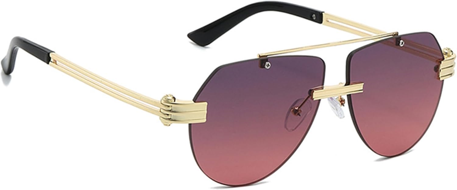 

bullabulling Ретро-солнцезащитные очки-пилот для женщин, модные солнцезащитные очки с защитой от УФ-излучения для мужчин, повседневные солнцезащитные очки для активного отдыха, Gold Purple