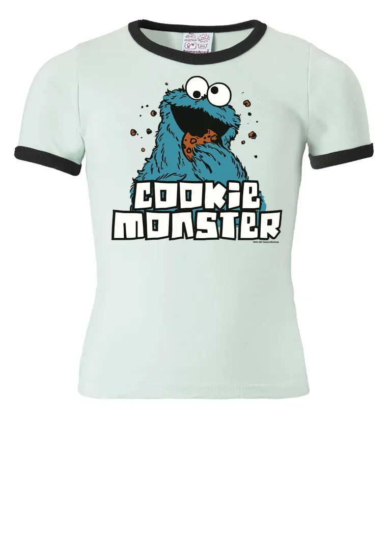 

Футболка Logoshirt "Улица Сезам - Cookie Monster" с милым принтом Cookie Monster спереди, белый