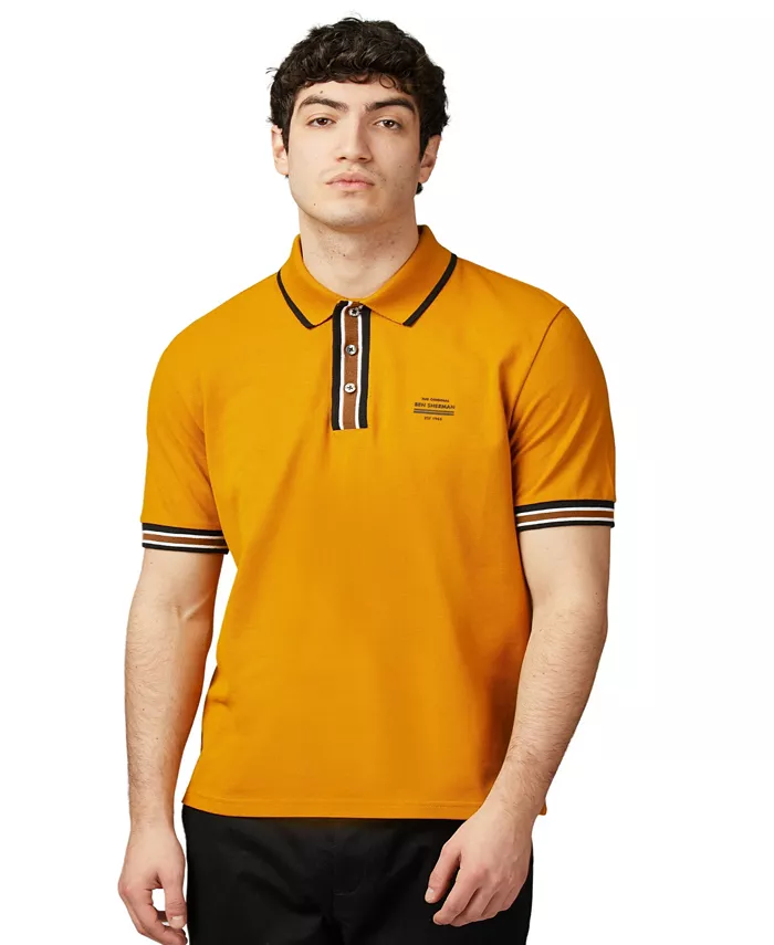 

Мужская рубашка-поло с разрезом и интересом Ben Sherman, золотой