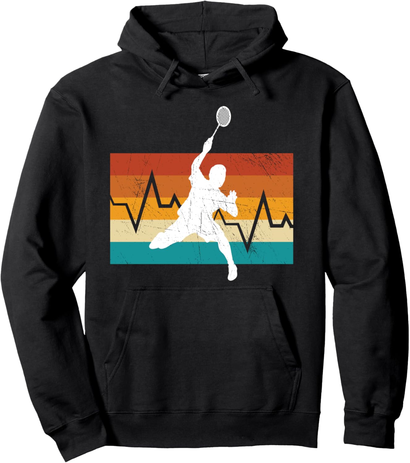 

Худи с изображением бадминтонного набора ракеток Badminton Heartbeat, черное Shuttlecock Badminton Sets For Backyards Badminton