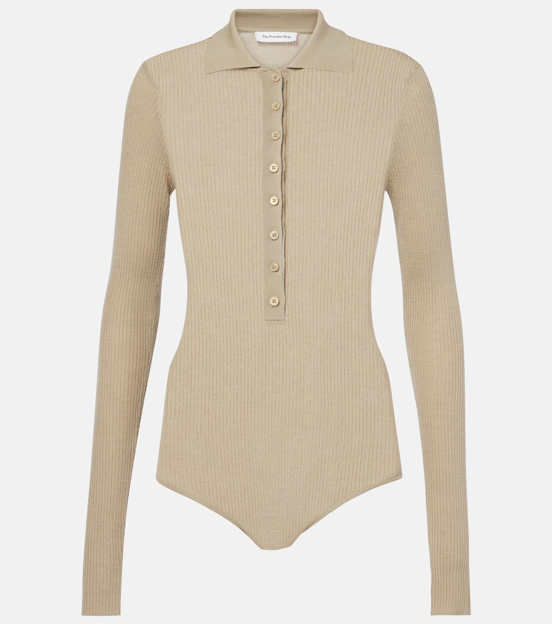 

Боди Solana из шерсти, шелка и кашемира The Frankie Shop, Desert Sand