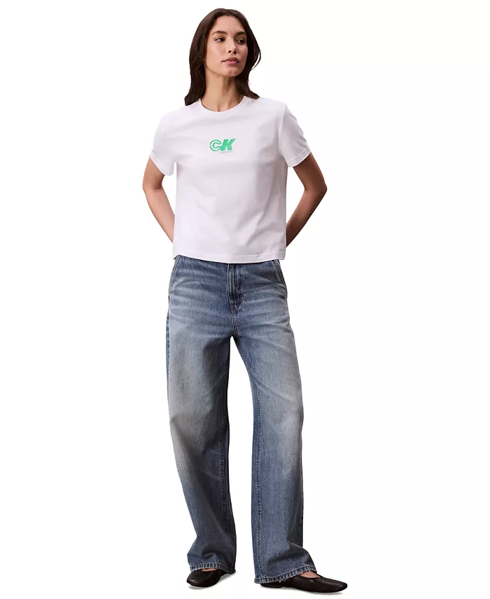 

Женская хлопковая футболка с логотипом Archive Calvin Klein Jeans, белый
