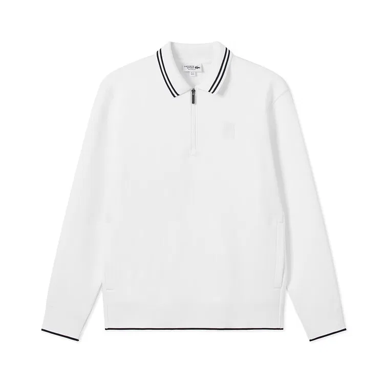 Свитшот мужской Lacoste с поло-воротником, умеренный, 001/белый