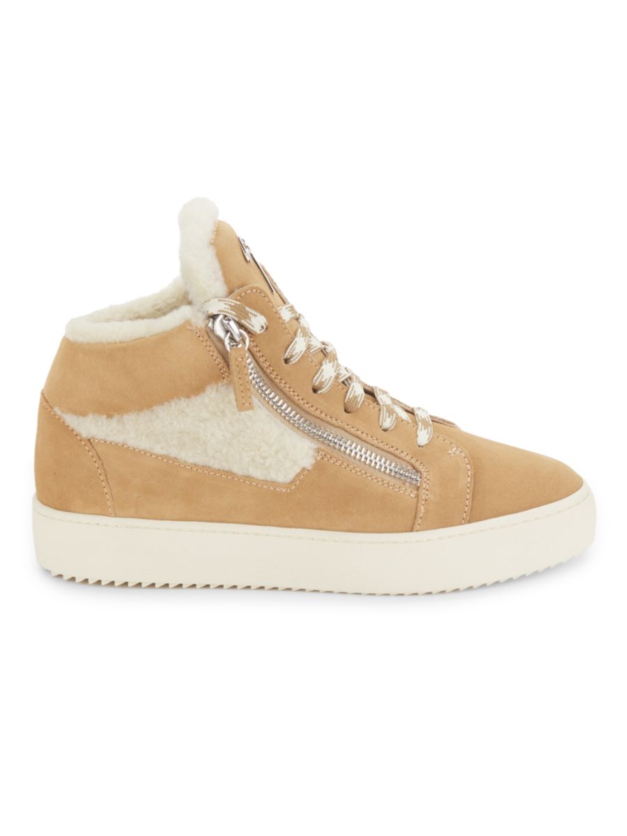 

Кроссовки средней высоты из овчины и замши Giuseppe Zanotti, цвет Tan Multi