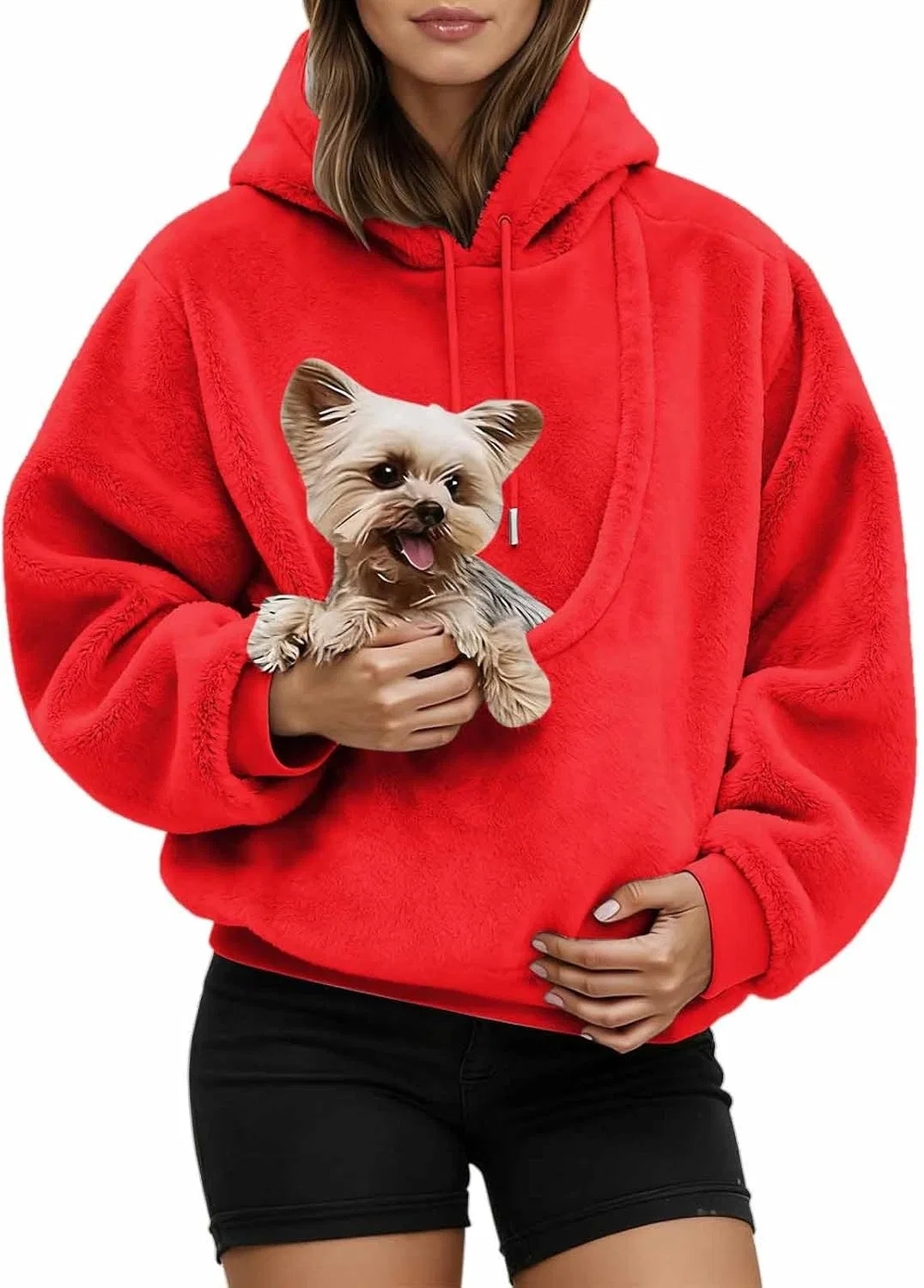Толстовка с карманом для кошек, B09 Red