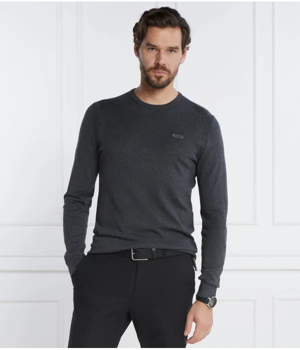 Свитер из смесового шелка с Slim fit Calvin Klein, серый — фото 3