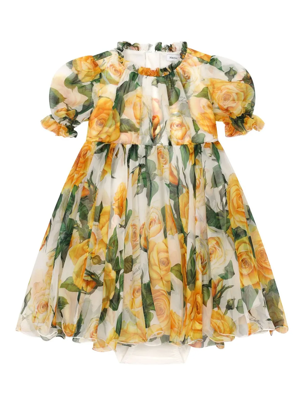 

Шелковое платье с принтом Rose Dolce & Gabbana Kids, желтый