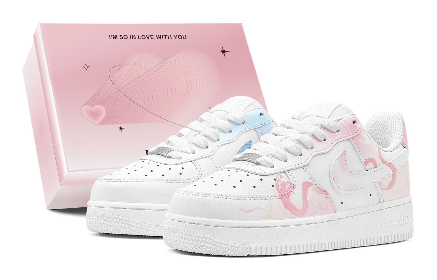 

Nike Air Force 1 LE низкие детские скейтбординг кроссовки blue pink для подростков
