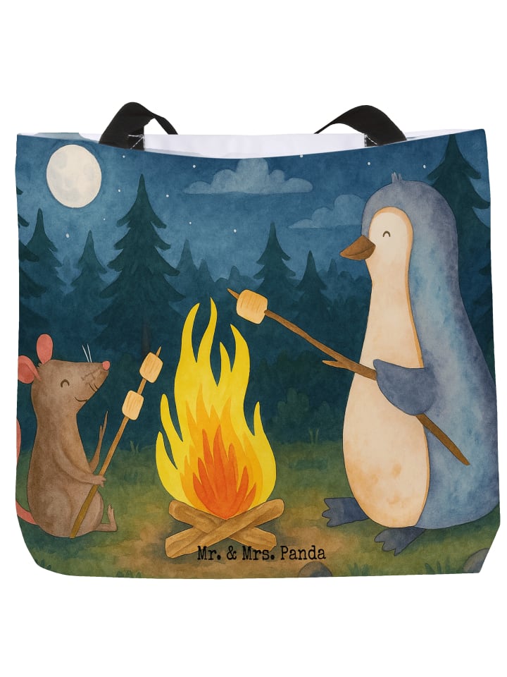 

Сумка-шоппер с изображением пингвина у костра, без слогана, белого цвета Mr. & Mrs. Panda