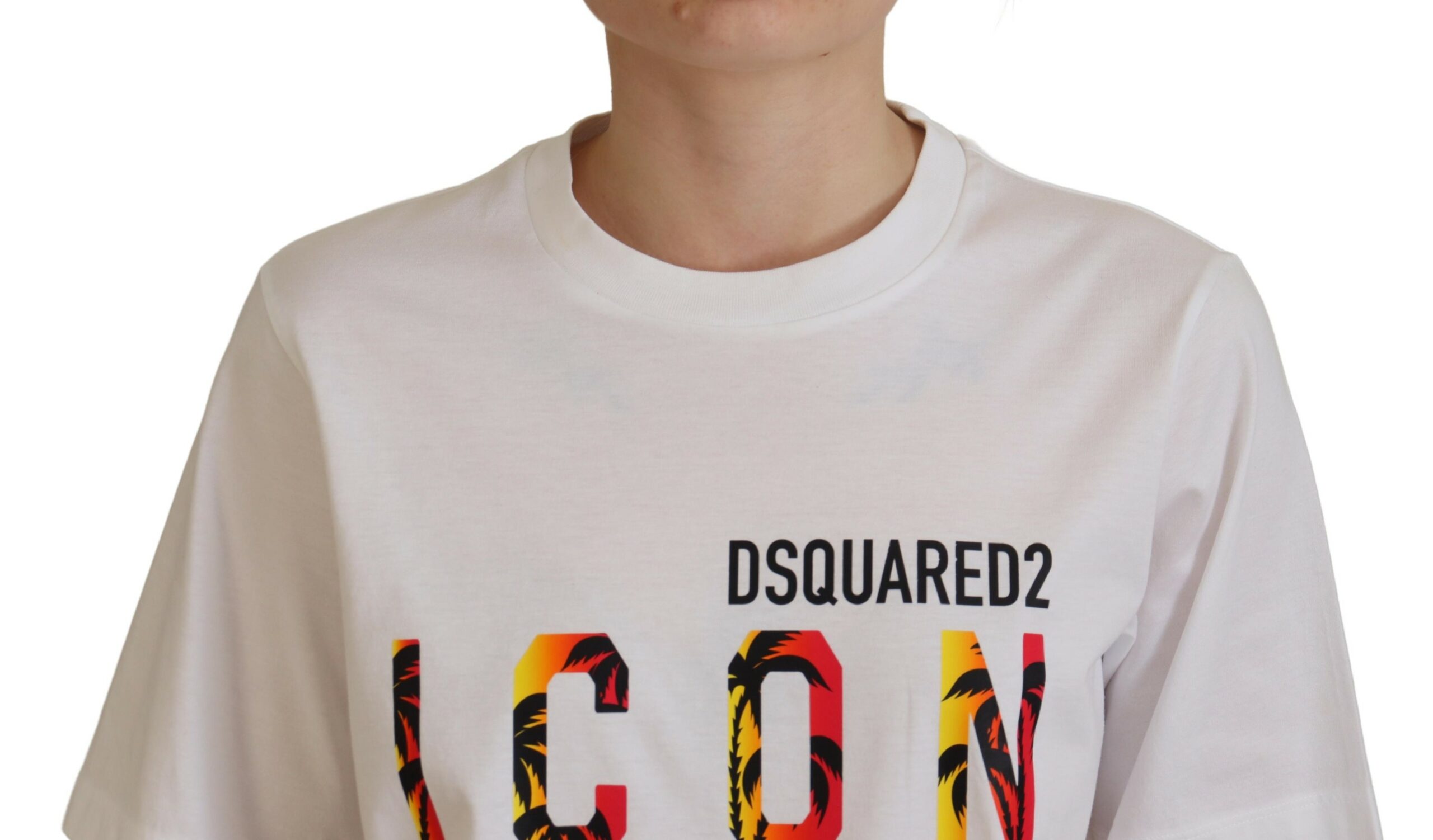 Белая хлопковая блестящая футболка Icon East Tee с круглым вырезом Dsquared2 — фото 4