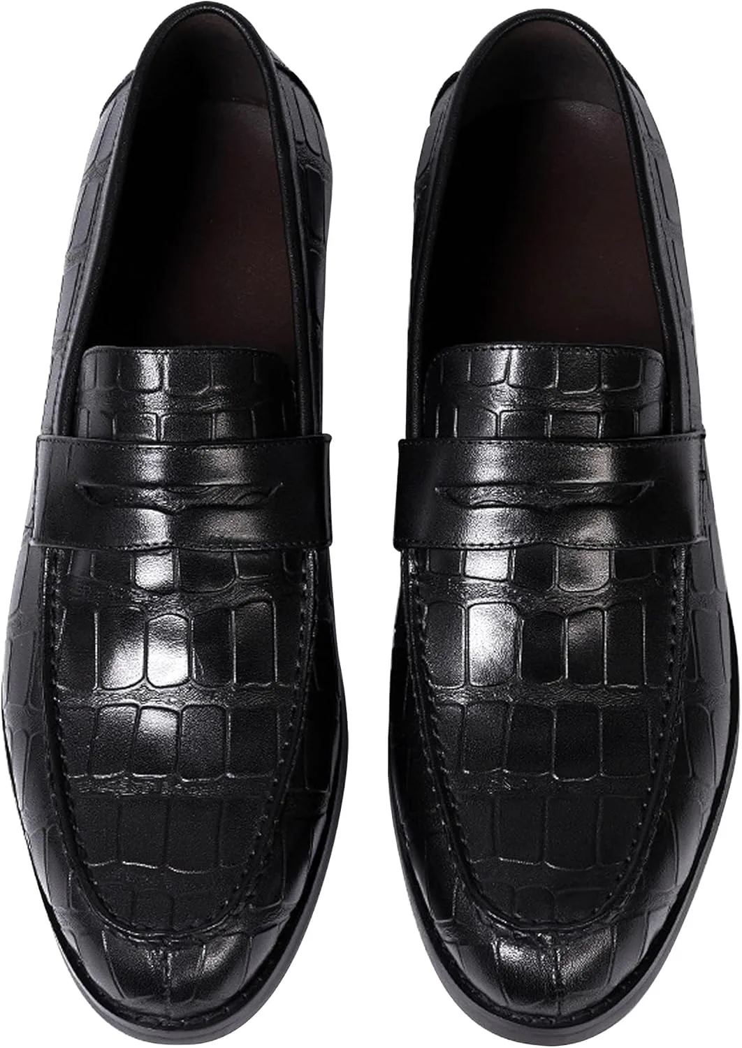 Мужские лоферы Santimon Mens Penny, формальные туфли на утяжке, из натуральной кожи с закругленным носком, мокасины для бизнеса и повседневной носки, для выпускного, свадьбы, комфортные модные туфли под смокинг для мужчин, черный
