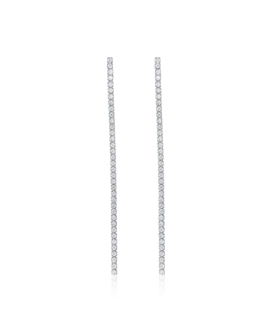 

Серьги-подвески Suzy Levian Gala Collection из стерлингового серебра с кубическим цирконием, длинные, в форме теннисного мяча Suzy Levian New York, Silver