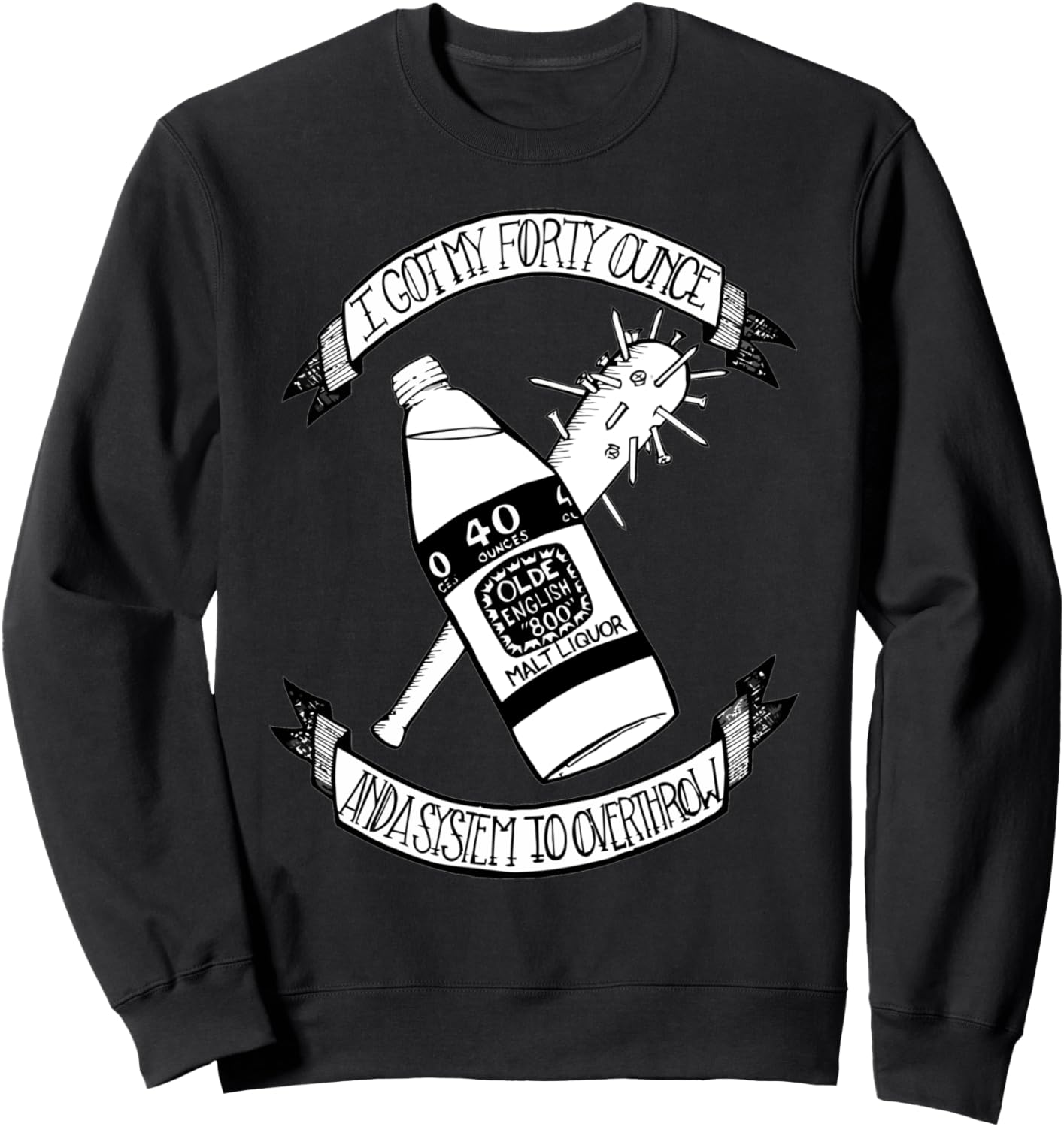

«У меня есть 40 унций и система для свержения» - толстовка в стиле фолк-панк-анархии Diy Bandits, черный