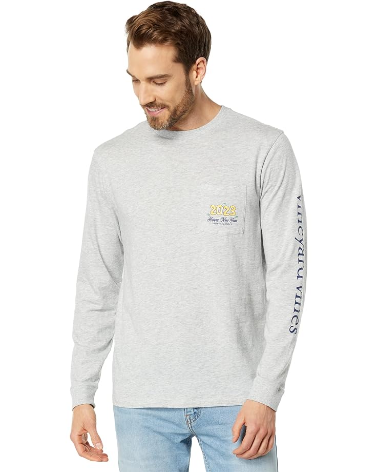 

Футболка Vineyard Vines New Years Champagne Long Sleeve Pocket Tee, цвет Grey Heather