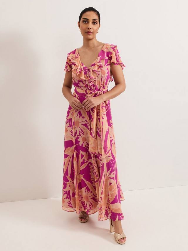 

Миниатюрное платье динары в цветочек Phase Eight, цвет Pink/Orange