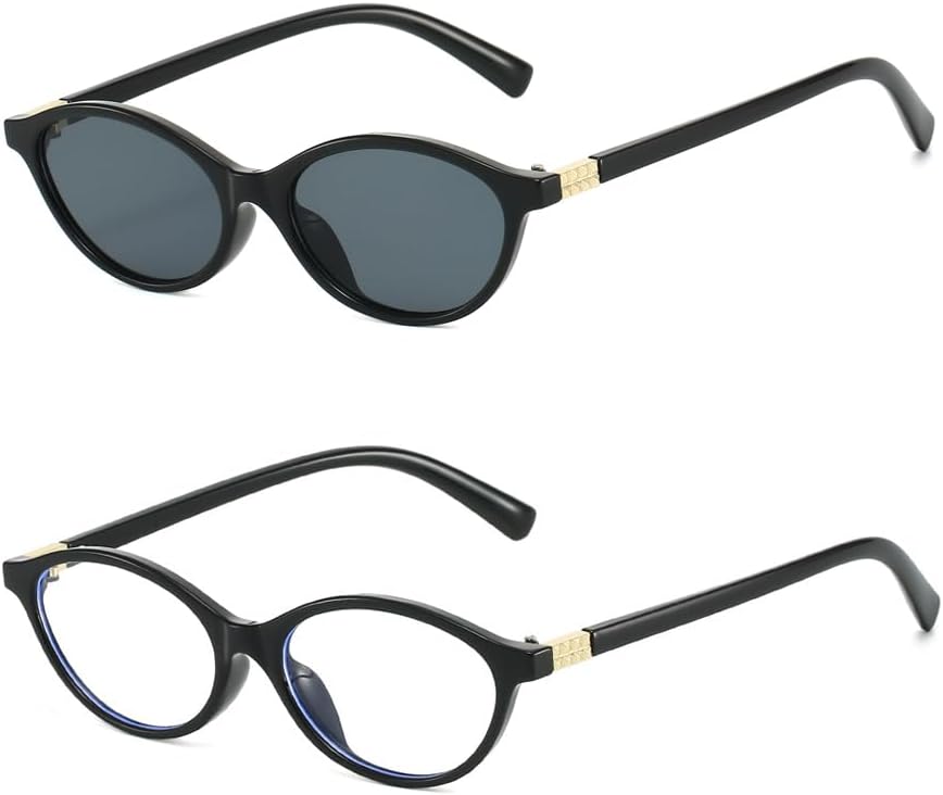 

Солнцезащитные очки OZPYKAE в стиле ретро, ​​овальные, для женщин и мужчин, легкие, маленькие, узкие, в стиле 90-х, модные, с защитой от УФ-излучения, Black+transparent