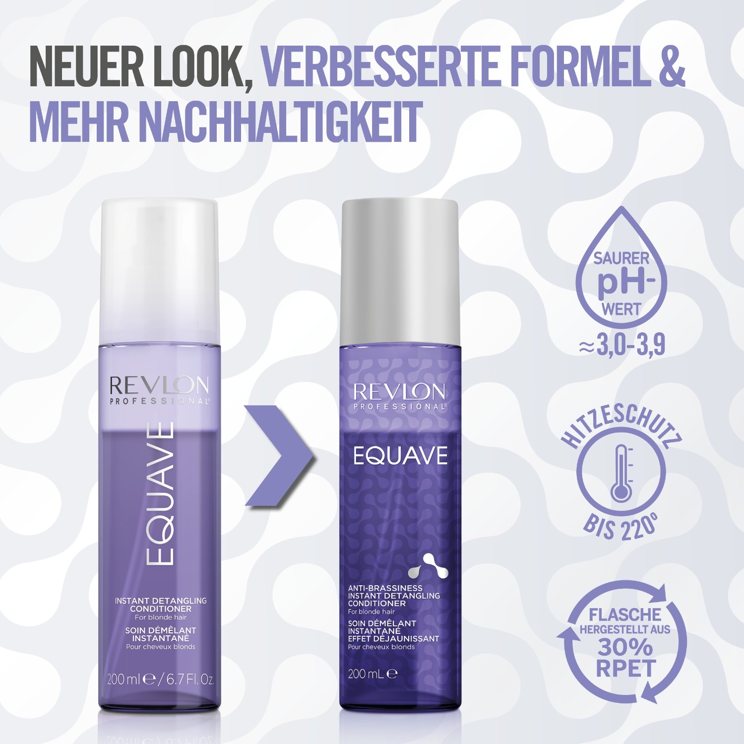 Кондиционер для волос equave anti-brassiness instant detangling conditioner - blondes haar Revlon Professional, объем 200 мл — фото 3