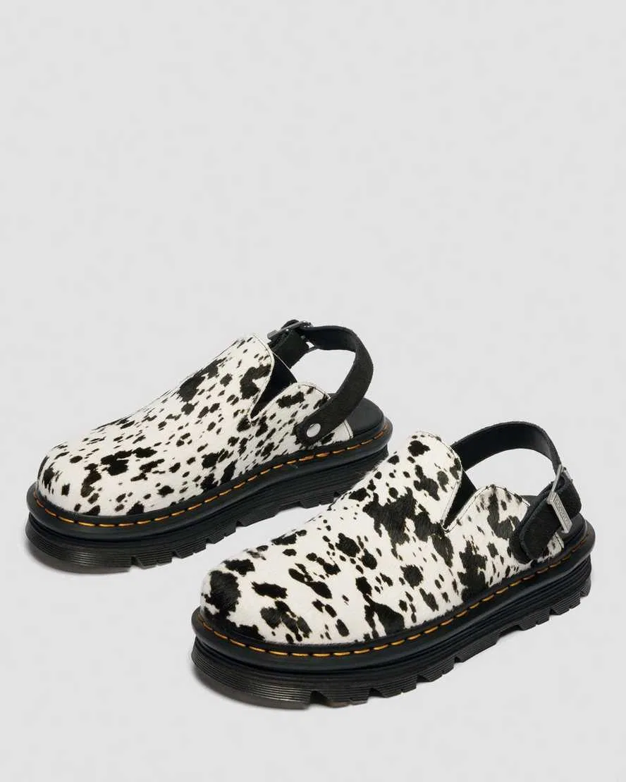 Мюли на платформе из кожи с мехом далматинца Zebzag Dr Martens, Cream — фото 3